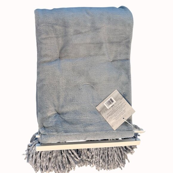 Nova Oversized Plush Throw Blanket Fringe Tassels 50" X 70" Silver Lush Hygge De - Picture 6 of 13